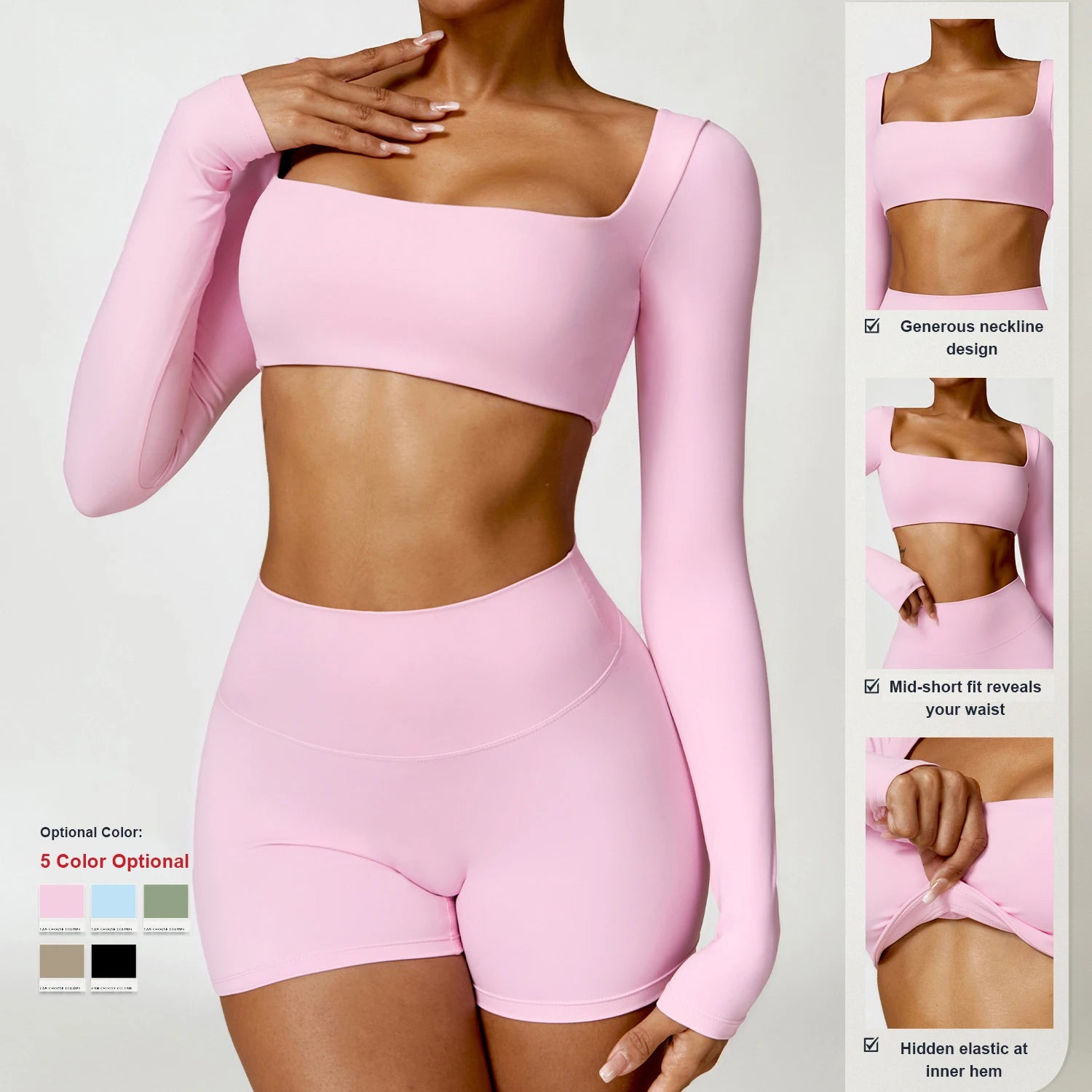 New Design Nylon Material Active Wear Gym Fitness Pants Sportswear High Waist Leggings Sports Bra Yoga Workout Sets for Women